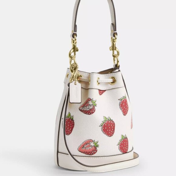 Coach Mini Bucket Bag With Strawberry Print NWT - Picture 4 of 6